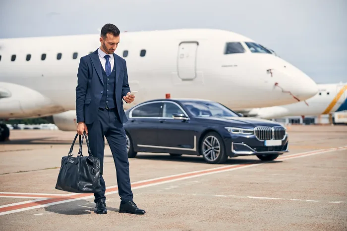 Business traveller booking an Excel Taxi Yeovil airport transfer to Bristol Airport